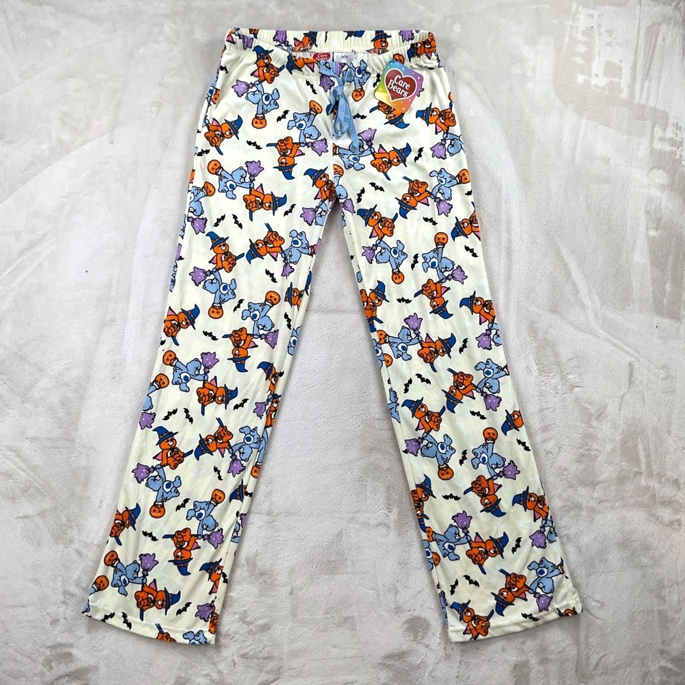 Care Bears Halloween Pajama Pants Small NWT Fleece Witches Bats Pumpkin Cream